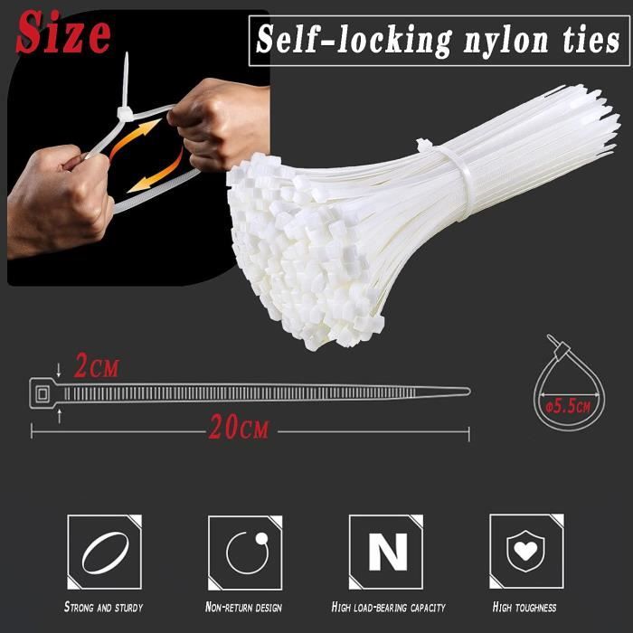 Lot De 75 Colliers De Serrage Autobloquants - 3 Tailles, Plastique Rislan - HOFFTECH, Parfaits Pour Câbles