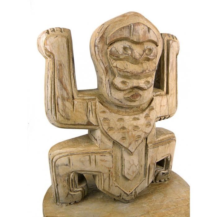 Totem Koh Lanta en bois trophée statue ethnique chic. Gris Cérusé Cdiscount Maison