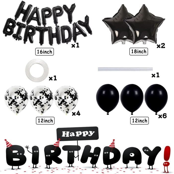 16inch or noir décorations de fête des Ballons Joyeux anniversaire