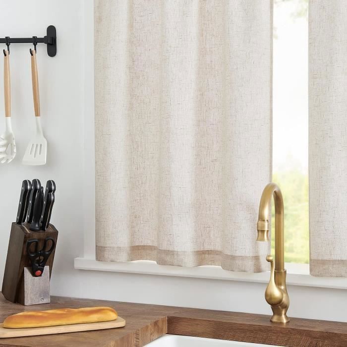Paire De Rideaux Filtrants En Simili Lin Pour Cuisine Et Intérieur, 2