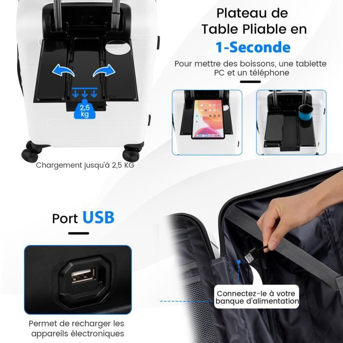 COSTWAY Handbagage, rolkoffer van 34 liter, met laptopvak en