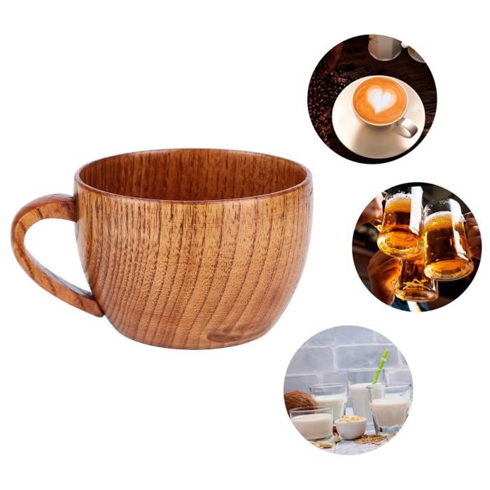 HURRISE Mug en bois de jujubier naturel, tasse de thé café