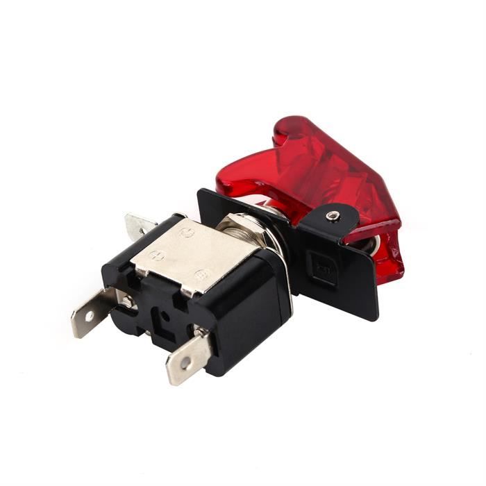 Dilwe interrupteur d'allumage 12V 20A voiture de course couverture rouge lumière LED SPST