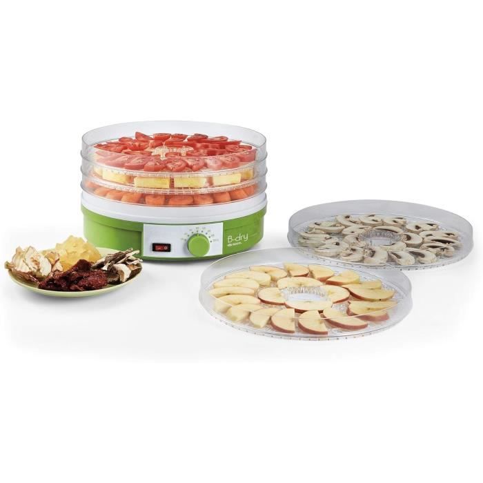 Déshydrateur Alimentaire 5 Plateaux 245W HOMCOM - Minuterie - Pour Fruits, Légumes, Viandes