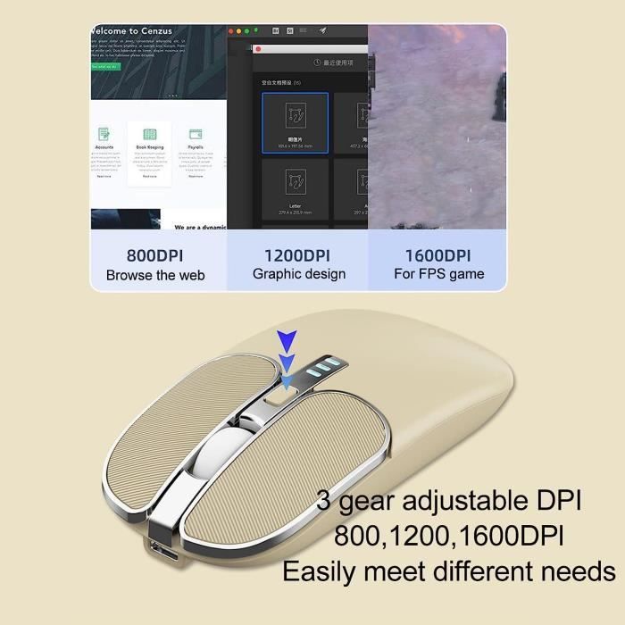Souris, Dpi Réglable 5 Touches Longue Durée De Vie De La Batterie — free download