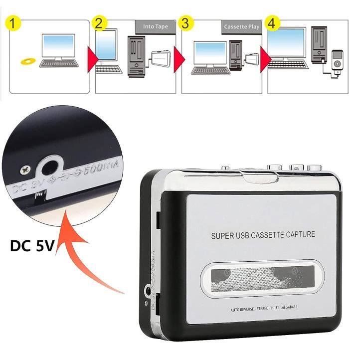 Lecteur De Cassette USB, Lecteur De Cassette ABS MP3 CD Converter