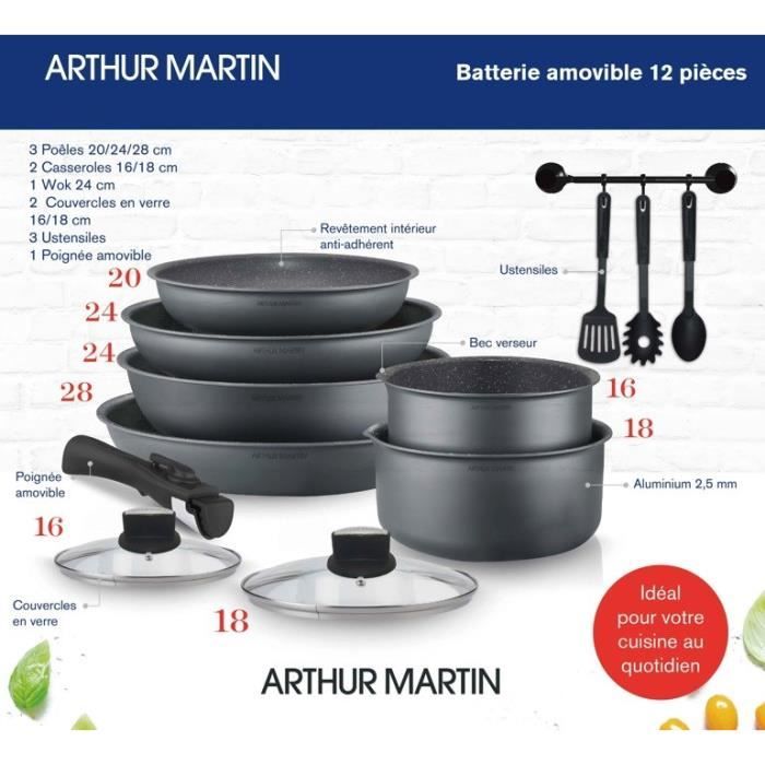 Casserole 16/20cm + 1 poignée ARTHUR MARTIN : le lot de 2 casseroles + 1  poignée à Prix Carrefour
