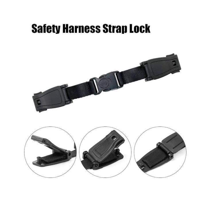 Clip De Sécurité Pour Ceinture Siège Auto Bébé - Plastique ABS Noir - 15.8x4.6 Cm - Double Verrouillage - Compatible Poussette, Chaise Haute - 5