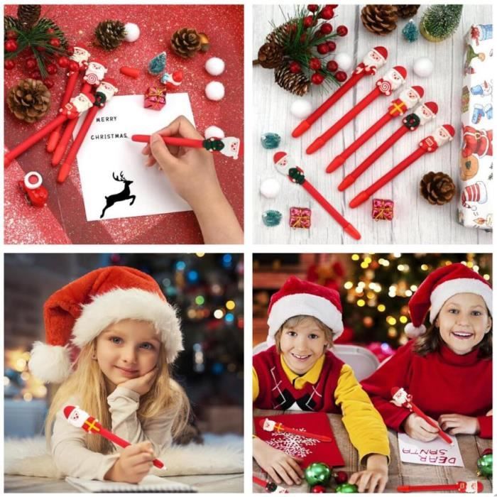 Zksbdxz Stylo à Bille De Noël 10 En 1 Rétractable Multicolore Pour