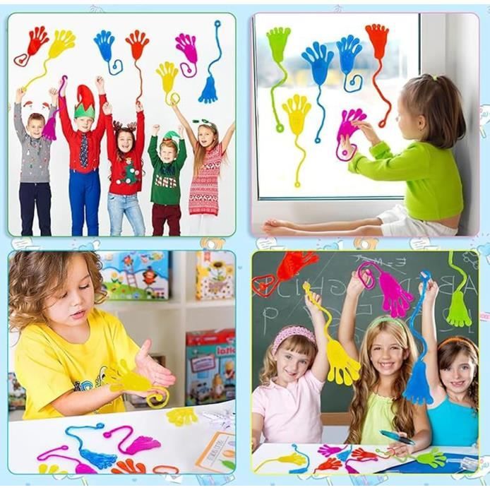 10 Mains Collantes Extensibles Multicolores – Jouet Sensoriel En Caoutchouc, Sans Résidu, Pour Fêtes Et Enfants