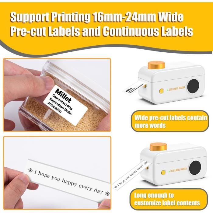 Imprimante D'étiquettes Bluetooth Portable - Compatible IOS/Android - Avec 2 Rouleaux - Pour Maison, Bureau, Organisation - 10