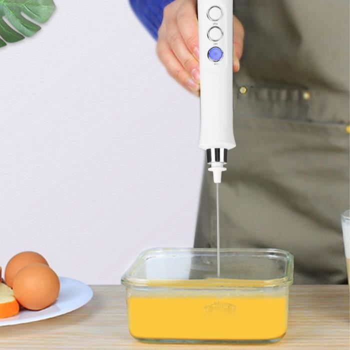 Couleur blanche Batteur à œufs électrique portatif, mélangeur de mousse de  lait, de café et d'œufs, multifonc