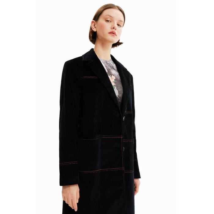 Manteau long best sale velours cotelé femme