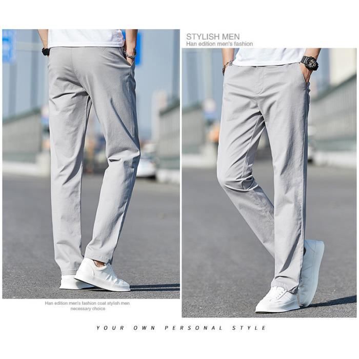 Pantalon Homme Léger en Coton et Lin Taille standard élastiquée Casual  Couleur unie Gris - Cdiscount Prêt-à-Porter