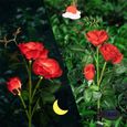 Lampe solaire led à 3 têtes en forme de rose, éclairage d'extérieur, décoration de jardin, pelouse, paysage, rouge-3