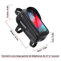Sacoche De Guidon Vélo étanche - Coque Rigide EVA, Support Téléphone Tactile - 26x11,5x30 Cm, Noir/jaune - 8