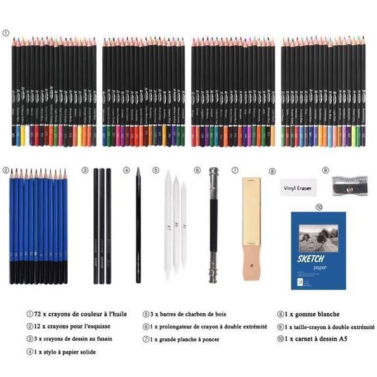 FUGLUS 1 Pièce Crayon De Couleurs Professionnel Pour Adultes