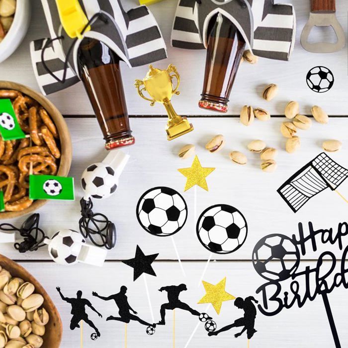 Décors Gâteaux Équipe De Football – 11 Joueurs Et 2 Cages, 4,5 Cm, Blanc/bleu – Anniversaire Foot