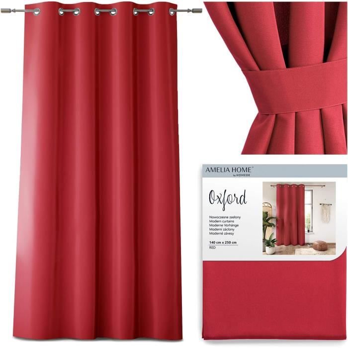 Rideau Décoratif Oxford Rouge Uni 140 X 250 Cm[J1709] - Cdiscount Maison