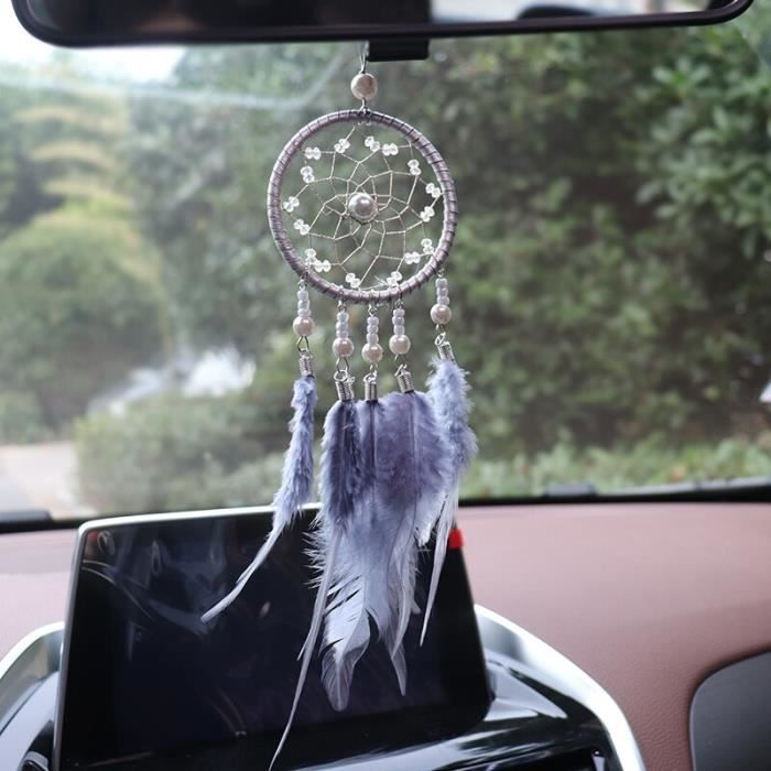 Attrape-rêves La Cabina Avec Plumes Et Perles - Décoration Bohème Pour Chambre Et Voiture