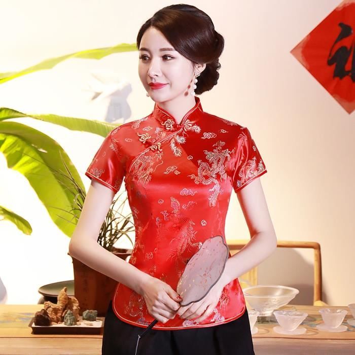 Chemise en satin surdimensionn e pour femme chemisier de style