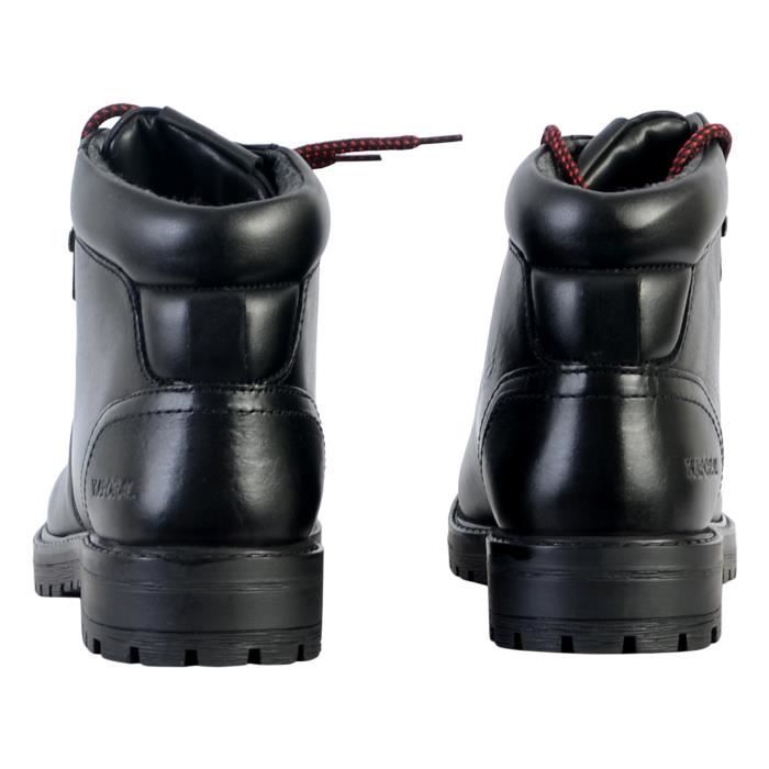 Boots homme en cuir noir Kaporal Gen Lacets ronds Confort