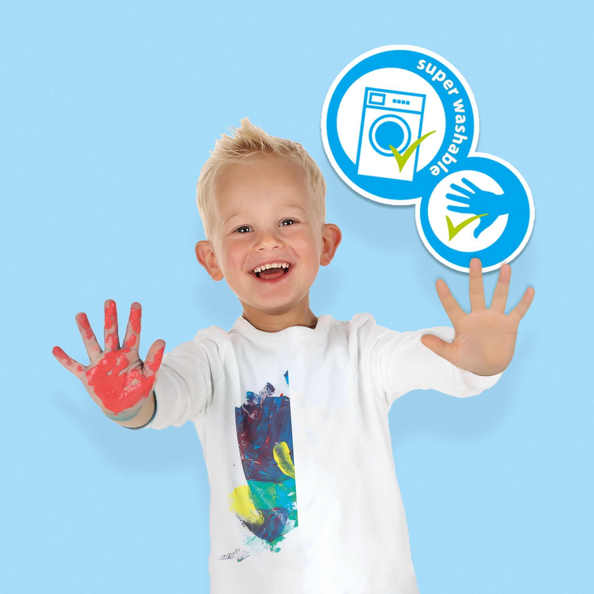 Kit Peinture Au Doigt Pour Bébé - 4 Couleurs Lavables Avec Tablier - Dès 1 An