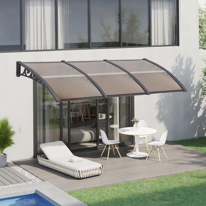 Auvent de Porte Aluminium KEDIA - Marquise d'Entrée Résistante - Toit
