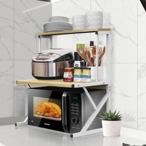 Étagère Extensible Pour Micro-ondes - Support Métal Réglable, 2 Niveaux, Gain De Place Cuisine