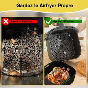 Plateau De Rechange Pour Friteuse à Air – 22,5 X 22,5 Cm, Noir, Facile à Nettoyer, Accessoire Cuisine