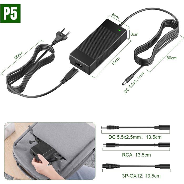 Chargeur Universel Trotinette Électrique 42V 2A - 6 Connecteurs Inclus - Pour Hoverboard, Scooter