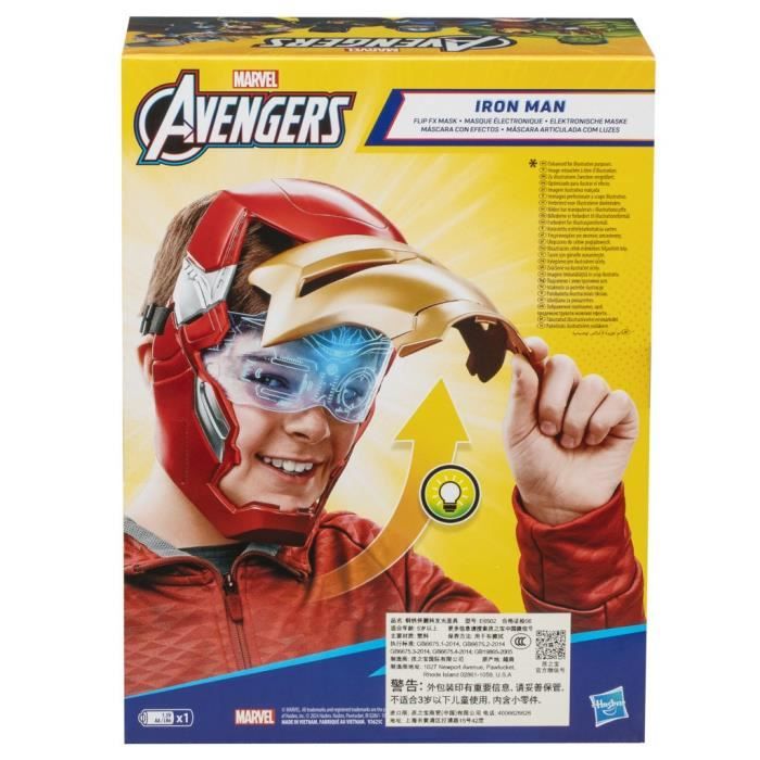 Masque Iron Man électronique à Visière Mobile – Effets Lumineux, Sons, Déguisement Marvel Avengers Pour Enfants Dès 5 Ans