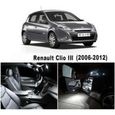 Renault Clio 3 pack LED ampoules eclairage interieur Blanc Xenon 6000K 19pcs-0