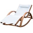 Outsunny Chaise Longue Fauteuil berçant à Bascule transat Bain de Soleil Rocking Chair en Bois Charge 120 Kg Blanc-0