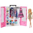 Barbie Fashionistas Le Dressing de Rêve rose et poupée blonde, fourni avec cintres et plus de 15 accessoires, jouet pour enfant,-0