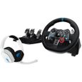 Pack Logitech Volant de course et pédalier G29 Driving Force pour PS5 PS4 PC Mac Noir + Casque gaming Astro A10 V2 Gén 1 Blan-0