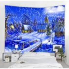 BRAND Tapisserie de village de nuit enneigée scène d'atmosphère de jour Noël décoration murale en tissu suspendu rideau en tissu suspendu