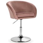 COSTWAY Chaise Pivotante en Velours, Fauteuil de Bureau réglable en Hauteur, Base Galvanisée Charge 125kg Rose