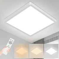 Plafonnier LED Dimmable, Avec Télécommande, Lampe de Plafond salle de bain 24W 2400 Lumen Luminaire Carré: L30*H2.5 CM - Blanc
