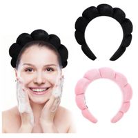  2 Pièces Headband, Skincare Serre Tete Femme, Douce, Éponge Bandeau Maquillage pour Soin de La Peau, Maquillage, Yoga (Noir, Rose)