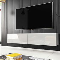 Meuble TV / Meuble de salon - KANE - 140 cm - blanc mat / blanc brillant - sans LED - style moderne