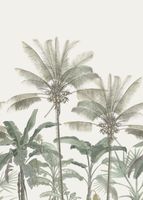papier peint panoramique palmiers beige clair et vert grisé - 200 x 279 cm - 158947