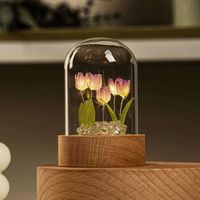 Veilleuses tulipes LED de table, lumières d'ambiance décoratives, lampe tulipe, ornement violet
