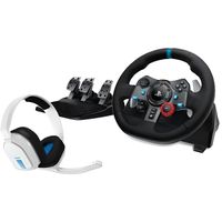 Pack Logitech Volant de course et pédalier G29 Driving Force pour PS5 PS4 PC Mac Noir + Casque gaming Astro A10 V2 Gén 1 Blan