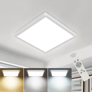 PLAFONNIER Plafonnier LED Dimmable, Avec Télécommande, Lampe de Plafond salle de bain 24W 2400 Lumen Luminaire Carré: L30*H2.5 CM - Blanc