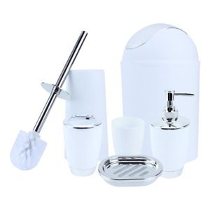 Nurdanil Lot de 5 accessoires de salle de bain en plastique 6 couleurs Design moderne Blanc
