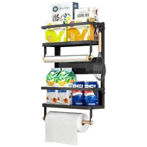 Etagère Réfrigérateur-Supports pour Papier Essuie-Tout Distributeur  Pimenter Etagere Magnetique Frigo avec Porte Peeler Organisateur de  Réfrigérateur