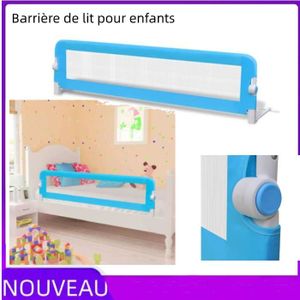 BARRIÈRE DE LIT BÉBÉ Barrière de lit pour enfants 150 x 42 cm Bleu Avec
