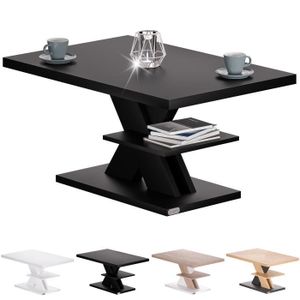 TABLE BASSE CASARIA® Table basse noire 90x60x45cm Table de sal