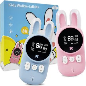 TALKIE-WALKIE Talkie Walkie Enfants 2 Voies avec 22 Canaux pour Enfants Gamme de 3 Km Walkie Talkies avec LCD Écran Lampe de Poche (Rose et Blue)